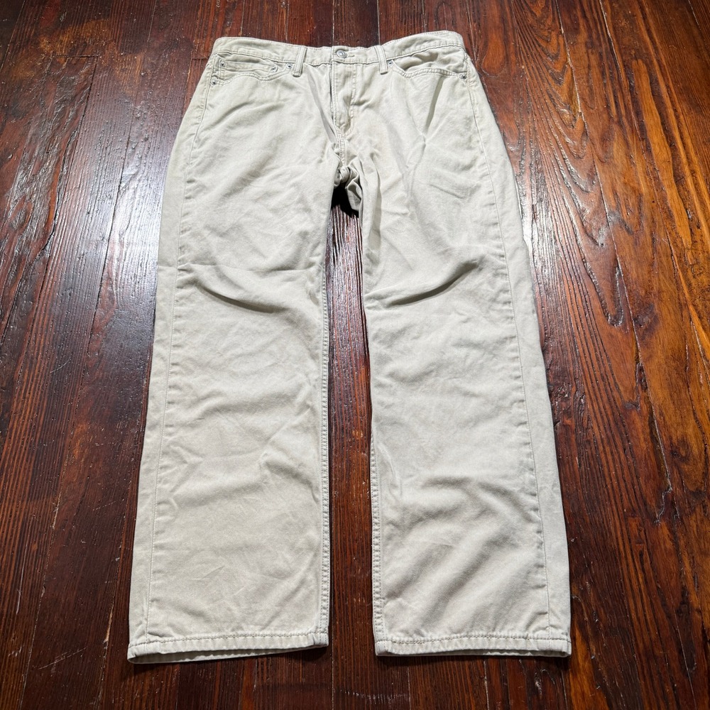 Levis 514 Pants Mens 36x30 Khaki Straight Cotton Twill Casual Chino Minimalist
